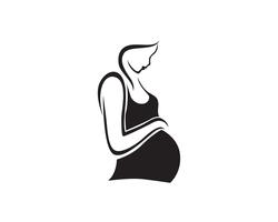vetor de modelo de símbolos de arte de linha de mulher grávida