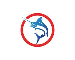 Marlin jump fish logo e ícone de símbolos vetor