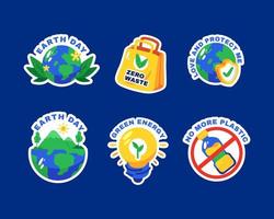 conjunto de adesivos do dia mundial da terra vetor