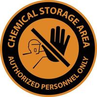 aviso área de armazenamento de produtos químicos apenas pessoal autorizado símbolo sinal vetor