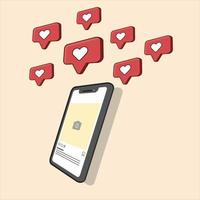 telefone celular com ilustração vetorial de rótulos de amor vetor