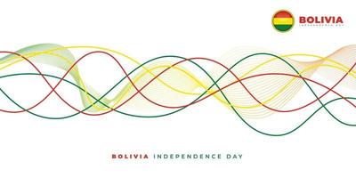 dia da independência da bolívia com design de cores de linha vermelha, amarela e verde. vetor
