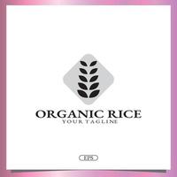 logotipo de arroz orgânico modelo elegante premium vetor eps 10