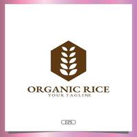 logotipo de arroz orgânico modelo elegante premium vetor eps 10