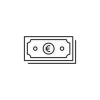 notas de euro, dinheiro, vetor de ícone de dinheiro em estilo de linha
