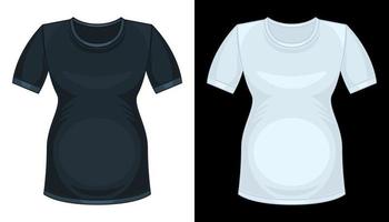 maquete de camisas brancas e pretas para grávidas realistas isoladas vetor