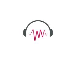 Headphone Music note logo Ilustração em vetor