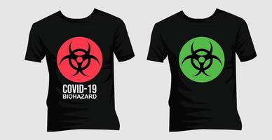 design de camiseta de risco biológico covid19 vetor