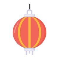 lanterna chinesa no ícone de estilo simples, acessório de decoração vetor