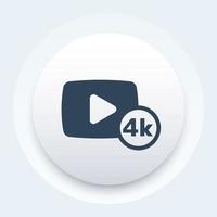 botão de conteúdo de vídeo 4k vetor