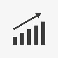 símbolo de vetor crescente isolado no fundo branco. ícone do gráfico
