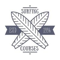 emblema de cursos de surf em branco, ilustração vetorial vetor