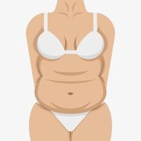 corpo feminino gordo com ilustração vetorial de cueca branca. ícone de figura de mulher gordinha. mais tamanho senhora isolada no fundo branco vetor