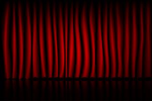 Fundo de fase vermelho da cena do teatro da cortina. Pano de fundo com veludo de seda de luxo. vetor