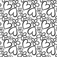 doodle padrão de coração de amor de flor de margarida vetor