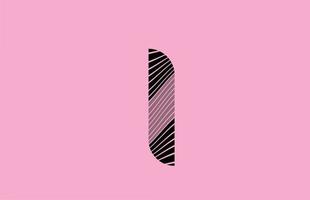 letra preta i ícone de design de logotipo com fundo rosa. modelo criativo para empresa com linhas vetor