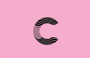 ícone de design de logotipo preto letra c com fundo rosa. modelo criativo para empresa com linhas vetor