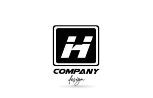 h ícone do logotipo da letra do alfabeto com design preto e branco e quadrado. modelo criativo para empresa e negócios vetor