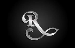 design de logotipo de ícone de letra de alfabeto de metal prateado. modelo criativo para negócios ou empresa com cor cinza vetor