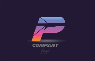 p logotipo do ícone da letra do alfabeto com estilo fatiado e design colorido. modelo criativo para empresa e negócios vetor