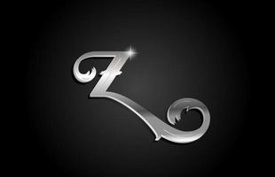 design de logotipo de ícone de letra de alfabeto de metal prateado z. modelo criativo para negócios ou empresa com cor cinza vetor