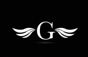 ícone de logotipo de letra g alfabeto preto e branco com design de asas. modelo criativo para empresa e negócios vetor