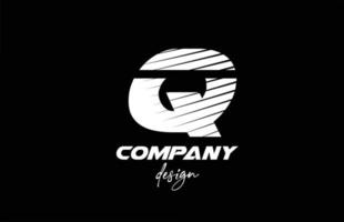q design de logotipo de ícone de letra do alfabeto com cor preto e branco. modelo criativo para empresa e negócios com estilo em negrito fatiado vetor