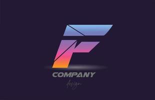 f logotipo do ícone da letra do alfabeto com estilo fatiado e design colorido. modelo criativo para empresa e negócios vetor