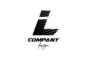 logotipo de ícone de letra do alfabeto branco e preto l. design criativo para empresa e negócios com estilo em negrito fatiado vetor