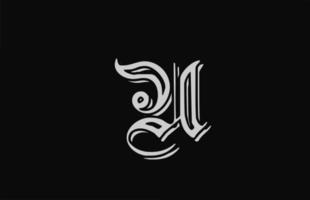 ícone de design de logotipo de letra alfabeto u vintage branco. modelo criativo para negócios ou empresa com fundo preto vetor