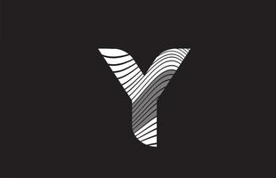 linhas preto e branco y design de logotipo de ícone de letra do alfabeto. modelo criativo para negócios vetor