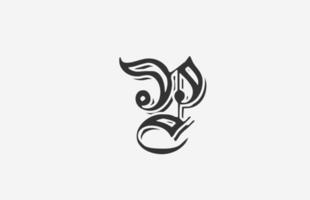 ícone de design de logotipo de letra de alfabeto vintage p. modelo criativo para negócios ou empresa em preto e branco vetor