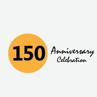 celebração de aniversário de 150 anos conjunto ilustração de design de modelo de vetor de cor amarela