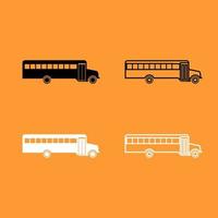 ícone de conjunto preto e branco de ônibus escolar.