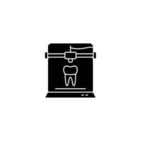 impressão 3D para ícone de glifo preto de odontologia vetor