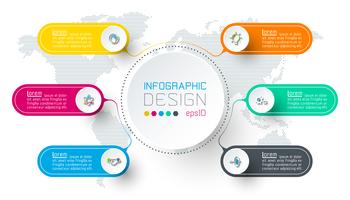 Seis círculos com infográficos de ícone de negócios. vetor