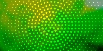 textura de vetor verde e amarelo claro com belas estrelas.