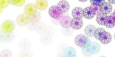 textura do doodle do vetor multicolor luz com flores.