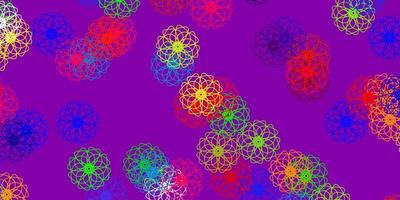 luz multicolor vetor doodle fundo com flores.