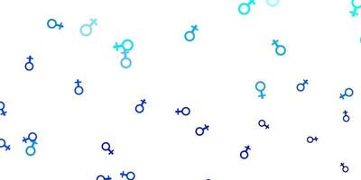 padrão de vetor azul claro com elementos do feminismo.