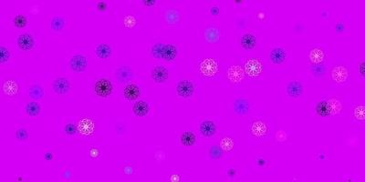 textura de doodle de vetor rosa claro com flores.