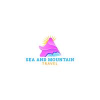 logotipo de viagens de montanha do mar vetor