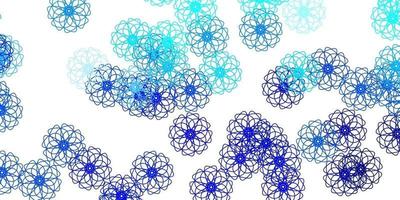 textura de doodle de vetor azul claro com flores.