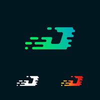 letra J formas de velocidade moderna logotipo desenho vector