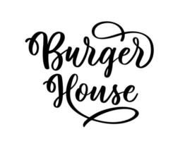 Burger house lettering design de logotipo de comida. vetor