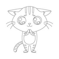 contorno de página para colorir de animal de gato fofo para colorir ilustração vetorial de desenho animado vetor