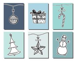 doodle conjunto de cartões de natal. ilustração vetorial vetor