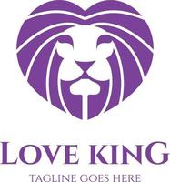 modelo de design de logotipo de leão de amor vetor