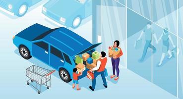 ilustração horizontal de compras em família vetor