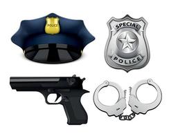 conjunto de equipamentos policiais realistas vetor